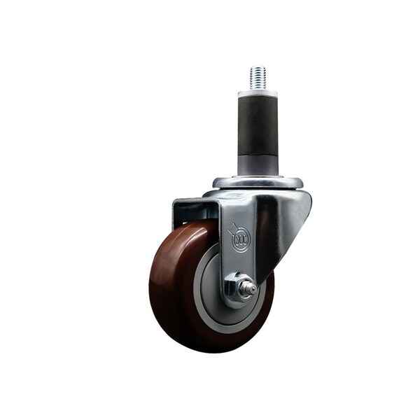 3'' Maroon Poly Wheel Swivel 1-1/4'' Expanding Stem Caster